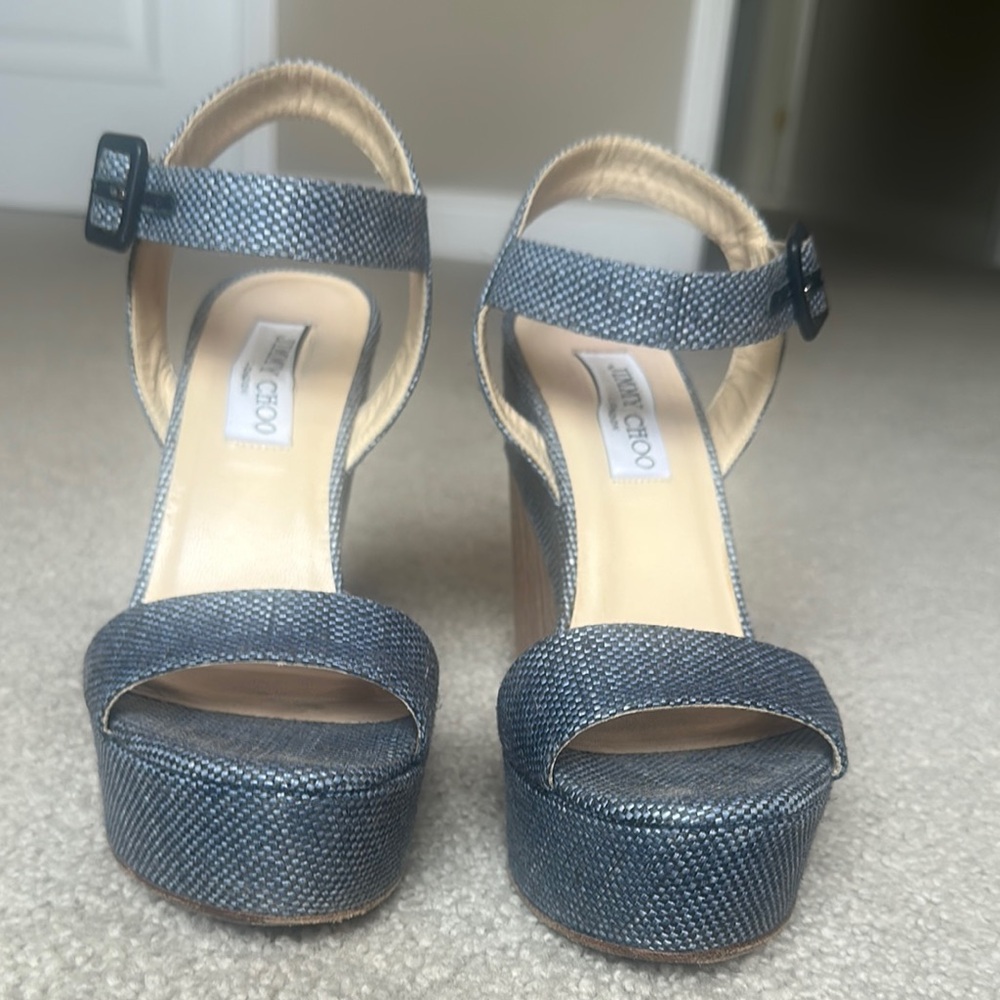 Jimmy Choo Blue Denim Platform Sandals